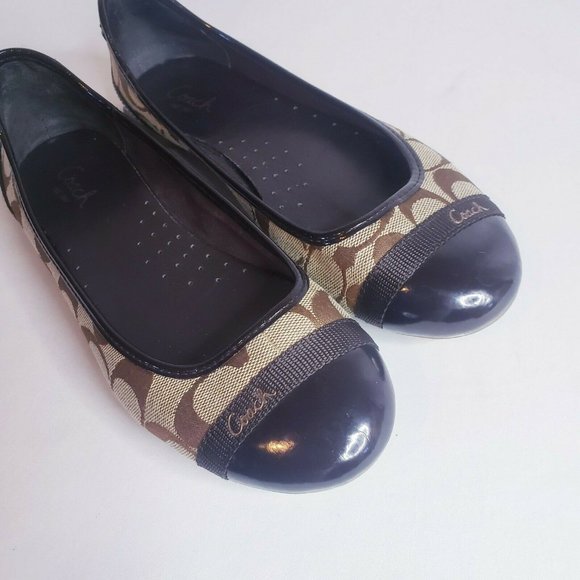 Coach Cecile Signature & Patent Leather Flats - Picture 1 of 10